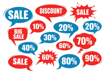 Set of flat speech bubble shaped banners, price tags, stickers, badges. Vector illustration.Eps 10