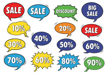 Set of colorful sale labels, sale discount labels