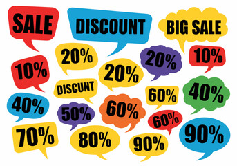 Set of colorful sale labels, sale discount labels