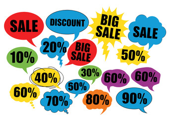 Set of colorful sale labels, sale discount labels