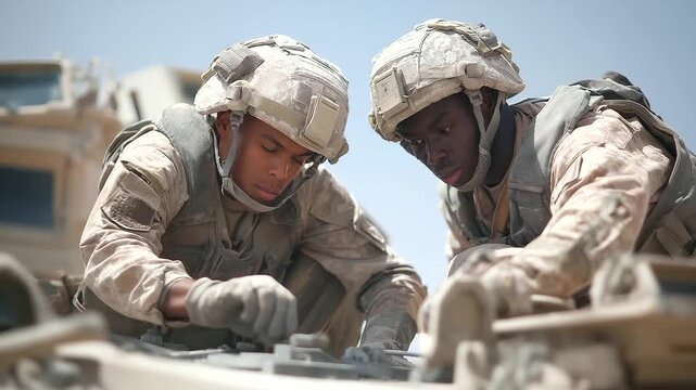 _Soldiers Conducting Maintenance on Armored Tanks
