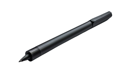 A sleek black pen angled on a dark background