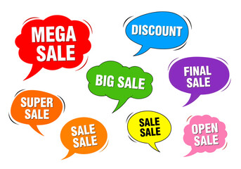 Set of colorful sale tags, Set of colorful Comic sale labels
