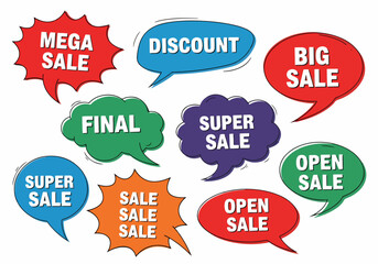Set of sale labels, Sale discount labels