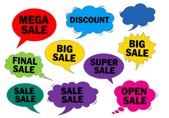 Set of colorful sale labels, Set of Comics sale labels