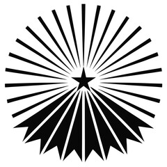 Black Starburst Design Graphic Illustration of Radial Lines and Central Star Shape