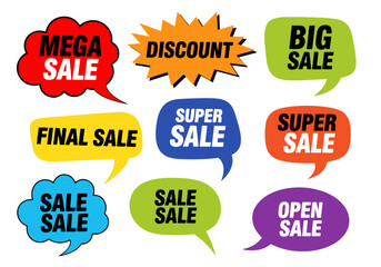Set of speech bubbles, Set of colorful sale labels, Set of Comics sale labels