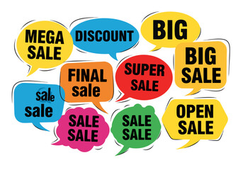 Set of speech bubbles, Set of colorful sale labels, Set of Comics sale labels