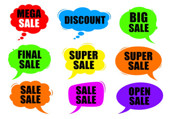 Set of colorful sale labels