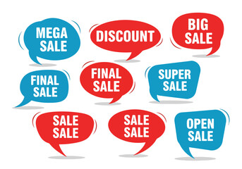 Set of colorful sale labels