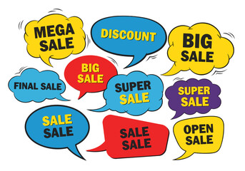 Set of colorful sale labels