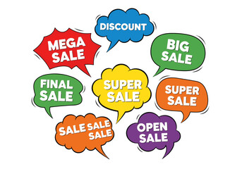 Set of colorful sale labels