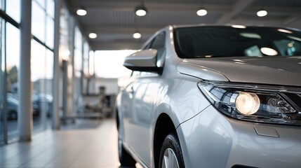 New sedan parked with copy space ideal for car advertisement