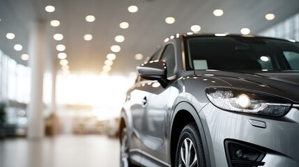 New car dealership shot with copy space for text overlay