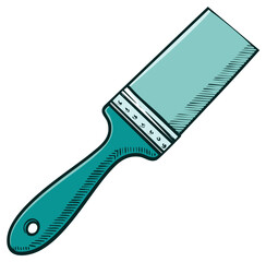 Obraz premium Turquoise Paintbrush Tool with Metal Ferrule and Hanging Hole