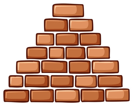 Hand-drawn brick pyramid stack, construction building blocks in cartoon style
