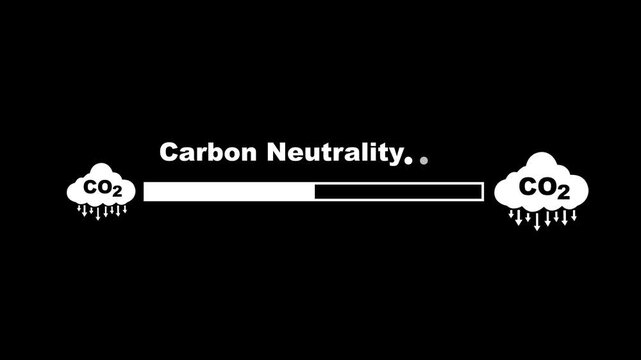 Carbon neutrality concept. increasing loading with carbon reduction for decrease CO2 or carbon neutral. Net zero greenhouse gas emissions target. Climate neutrality long term strategy.