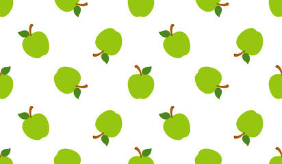 Cartoon green apple seamless pattern