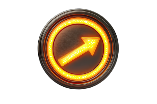 Circular traffic sign with luminous arrow