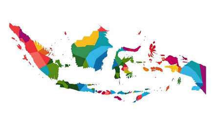 Colorful Geometric Map of Indonesia with Vibrant Colors and Artistic Style