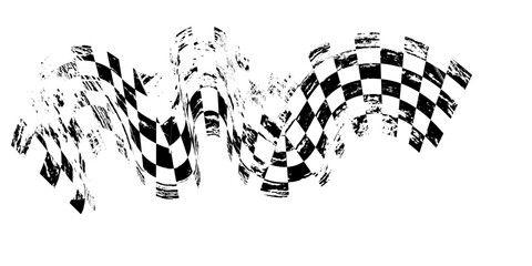 Abstract checkered circle frame vector illustration. Vintage black and white alternating square tiles circular border. Checkerboard round race flag.