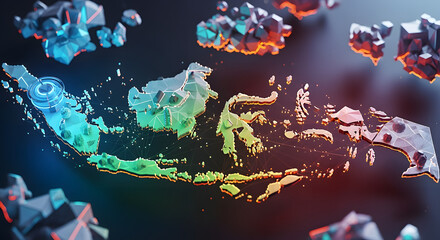 Digital Map of Greece with Connected Data Points in Futuristic Style