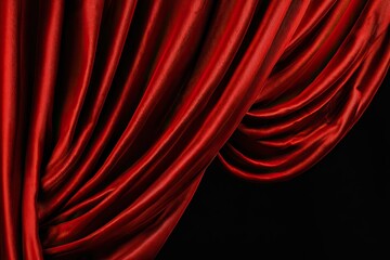 Fototapeta premium Deep red velvet theater curtain drapes against a black background
