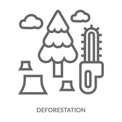 Deforestation Icon Line Style. Design Vector Illustration