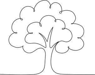 continuous line art abstract tree 