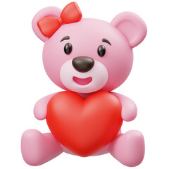 3D Teddy Bear Love Icon