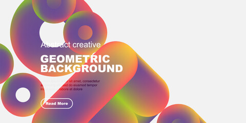 Obraz premium Abstract shapes, vibrant colors, geometric design. Modern aesthetic, text overlay, black background. Minimalist composition, dynamic flow.