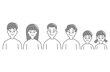 Fototapeta premium 三世代家族シンプルイラスト