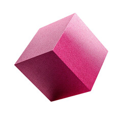 Textured Cube Balanced on Corner - 3D Render Isolated