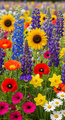 Obraz premium Colorful Flowers in Bright Daylight