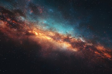 Fototapeta premium Deep space nebula, vibrant colors, star clusters