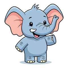 Adorable cartoon baby elephant waving happily with big ears and friendly smile vector