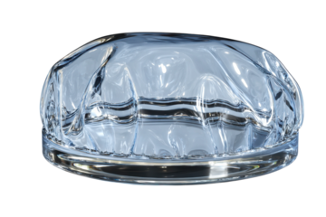 Transparent dome with distorted reflections sits against a stark on transparent background