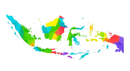 Colorful Geometric Map of Indonesia with Bright Polygonal Style