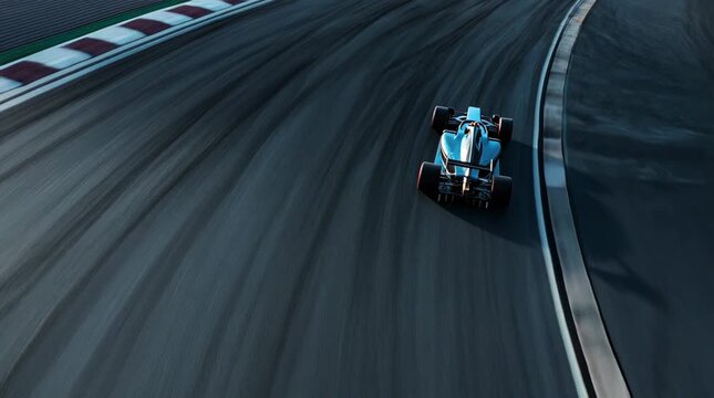 Overhead formula racing car tracking shot circuit race