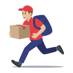 Illustration of Courier Running with Package