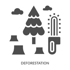 Deforestation Icon Line Style. Design Vector Illustration
