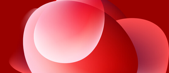 Abstract red shapes overlap, creating soft gradients. Minimalist design evokes modern aesthetic, simple composition.