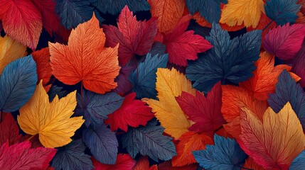 Vibrant fall leaves in rich jewel tones create a stunning, textured natural backdrop.