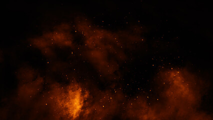 Perfect fire particles embers, dust on background . Smoke fog misty texture overlays .