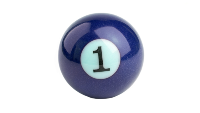 pool ball number one on transparent background