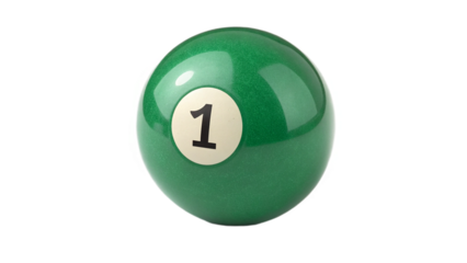 pool ball number one on transparent background
