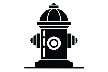 Graphic Black Silhouette Illustration of a Fire Hydrant with Spouts and Dome Top