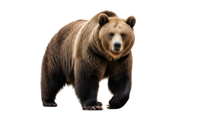 Brown bear cub isolated on white background wildlife animal portrait