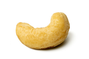 Photo of Cashew nuts  taken with a high-resolution camera using the focus-stacking technique on a white background.