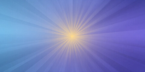 A bright yellow sunburst emanates from the center, casting rays across a smooth gradient of blue and purple.